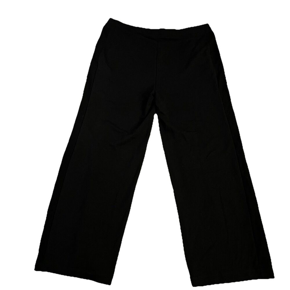 Chicos Weekend Pants 2 Black Wide Leg Pull On Athleisure - Picture 3 of 7